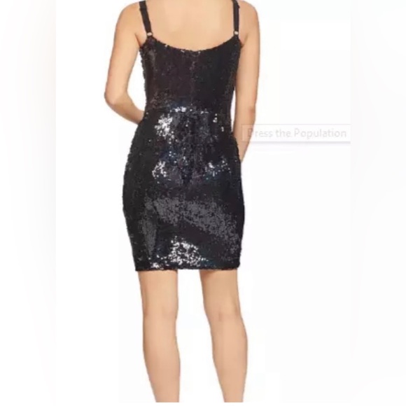 NWT Dress The Population Purl Iridescent Black Sequin Mini Dress - Picture 3 of 5